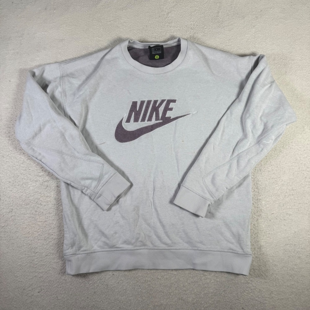 Nike Sweatshirt Unisex Large Grey Good Embroidered Logo Crew Neck Athleisure